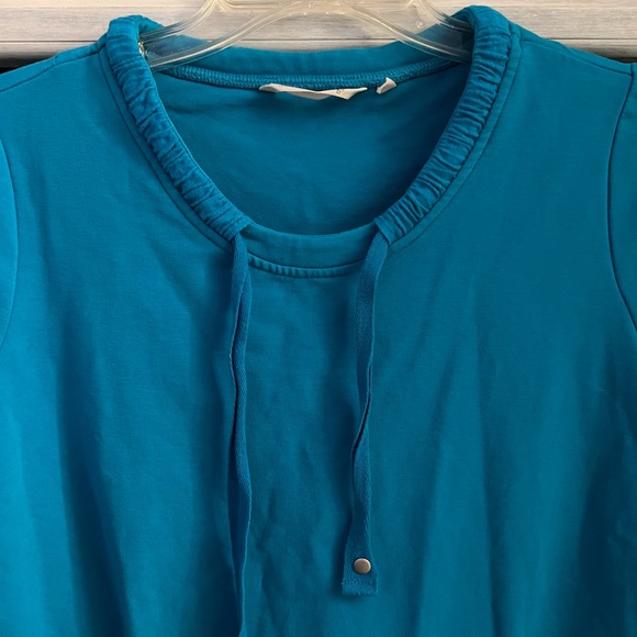 Soft Surroundings Teal Blue Just Peachy Pullover Sweatshirt - Picture 3 of 5